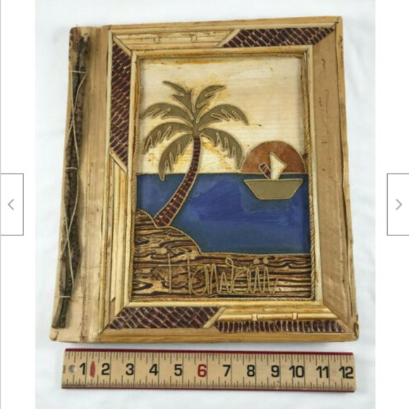Hand Made Hawaii Palm Tree Photo Album Natural Leaf Materials AS IS - Picture 6 of 7